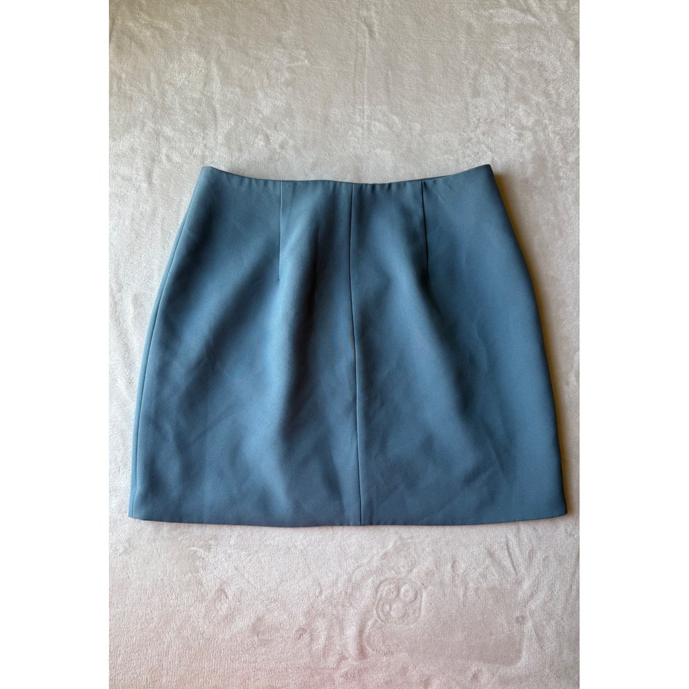 Forever 21 Womens Blue Front Zip Mini Skirt‎ Size S High Waisted A-Line Lined